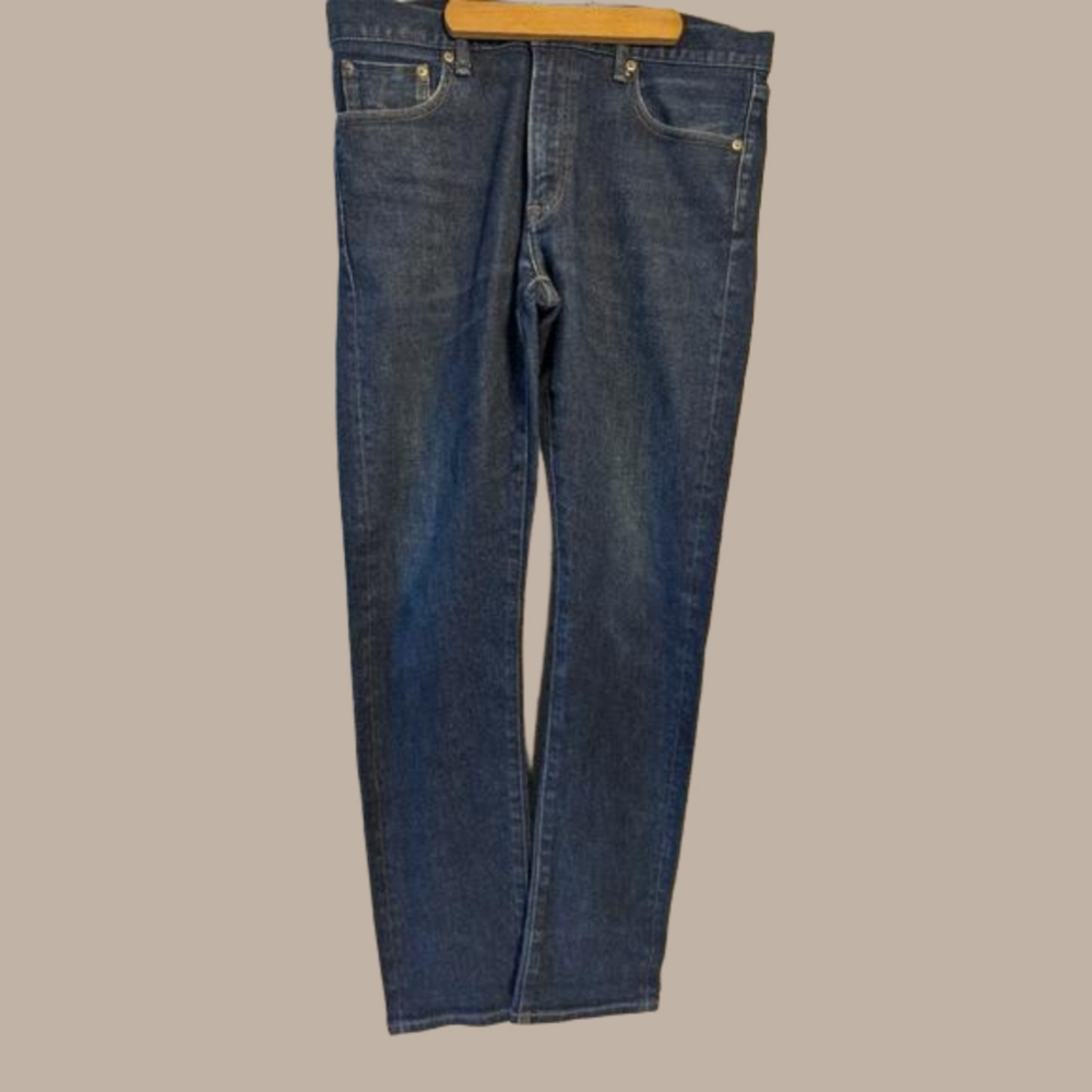 👖 Uniqlo slim straight hi rise like new NWOT 34" x 32" dark wash stretch